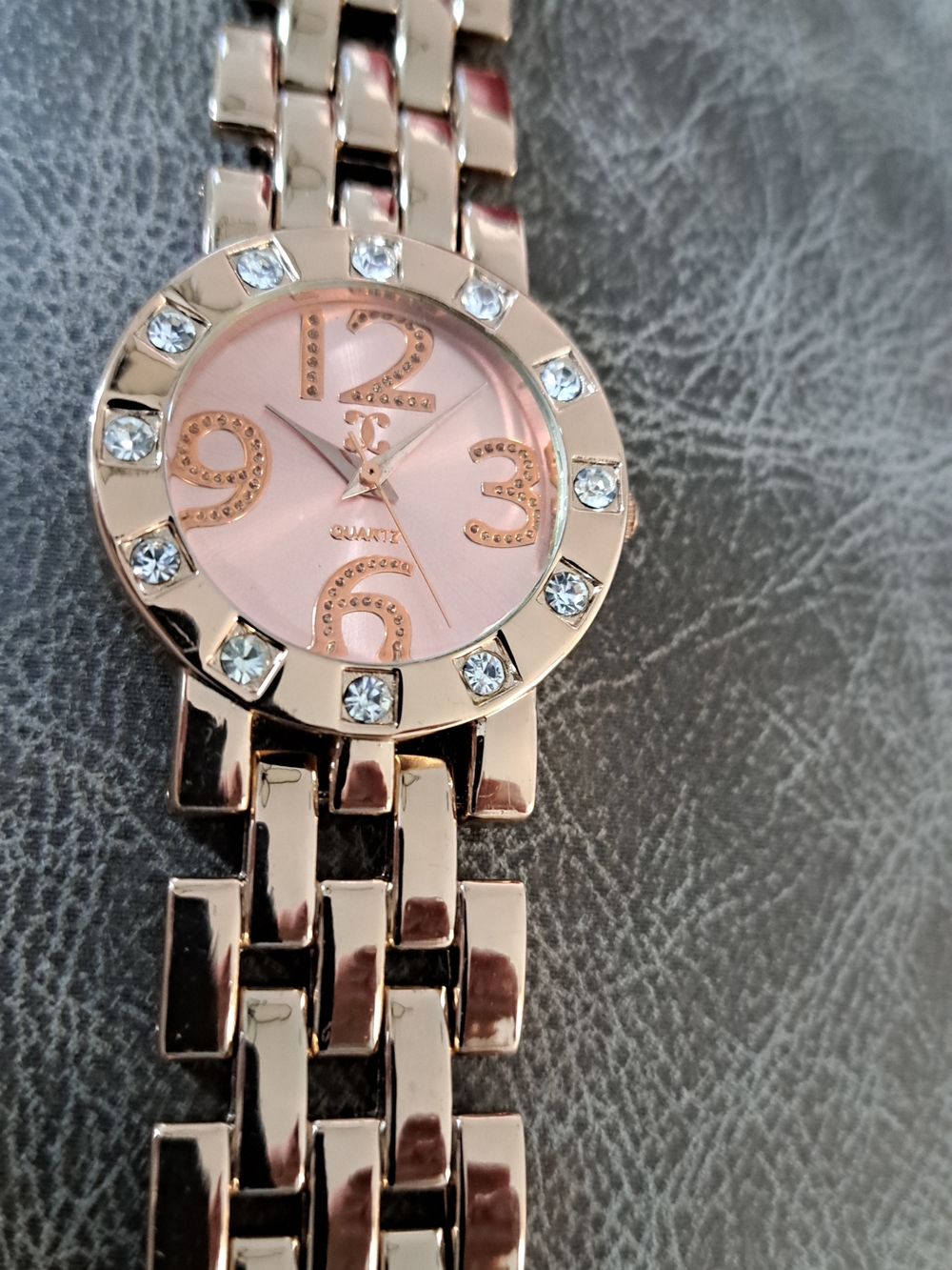 Women's Rose Gold Crystal Accent Bracelet Watch - Pink Dial,Quartz